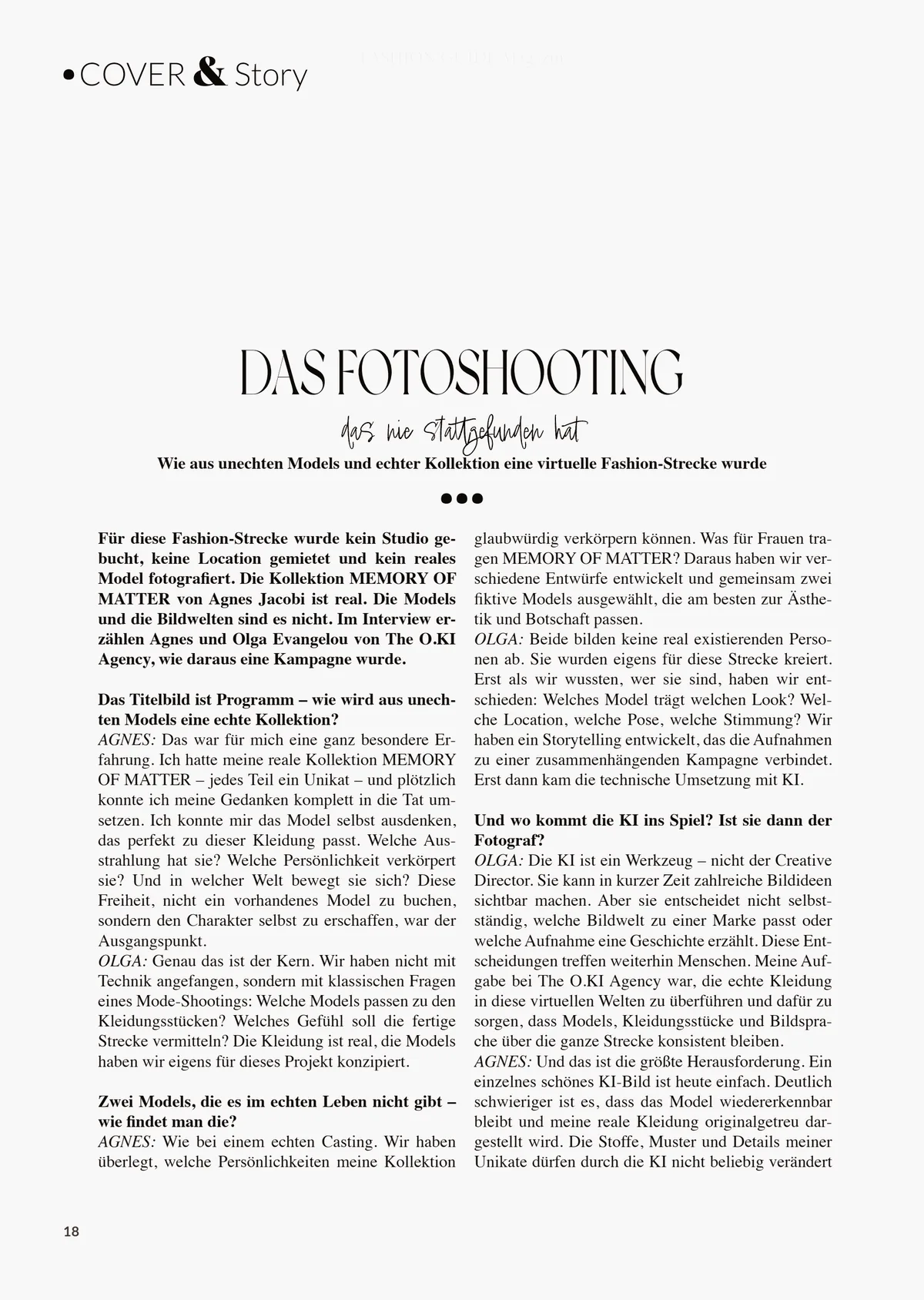 Printed interview page 18: the photoshoot that never happened