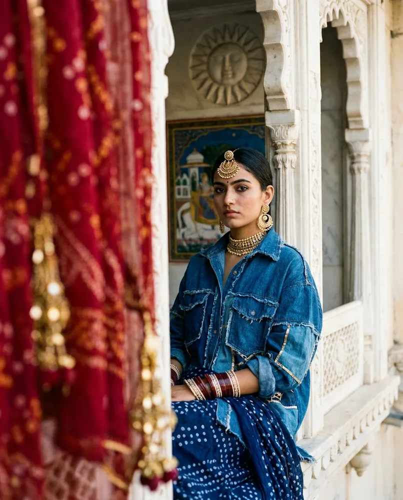Woman in a sari at a palace — AI · The o.KI Agency